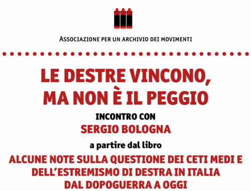 Volantino per l'evento "Le destre vincono ma non è il peggio"